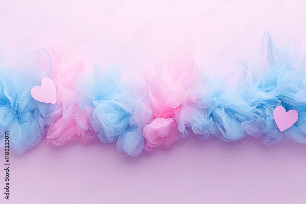 Fototapeta premium Valentine's day love celebration romantic setting decorative tulle soft colors aesthetic design