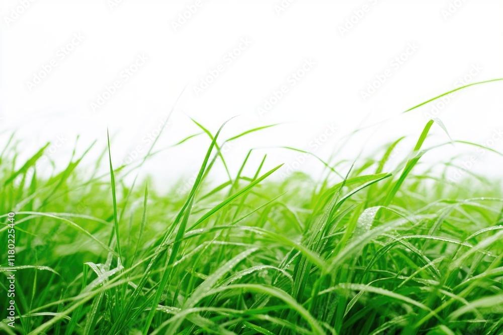 Obraz premium Lush green grass under a clear blue sky, ideal for outdoor activities or landscape photography