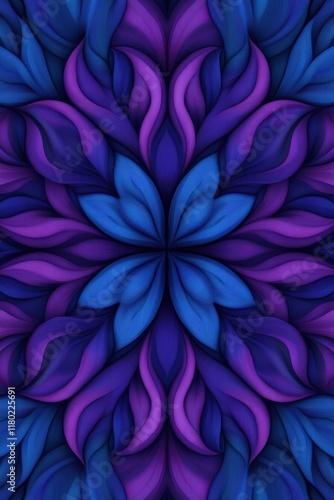 Colorful floral pattern design with shades of blue and purple tones