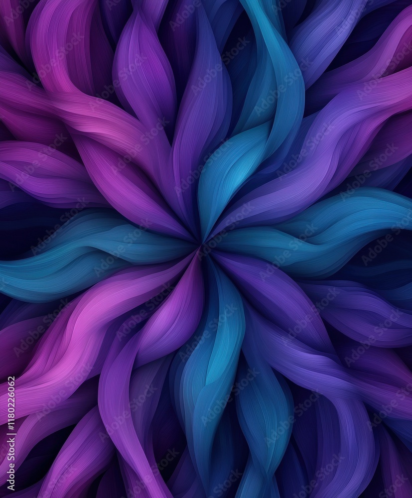 Obraz premium Colorful abstract design featuring flowing shapes in shades of purple and blue