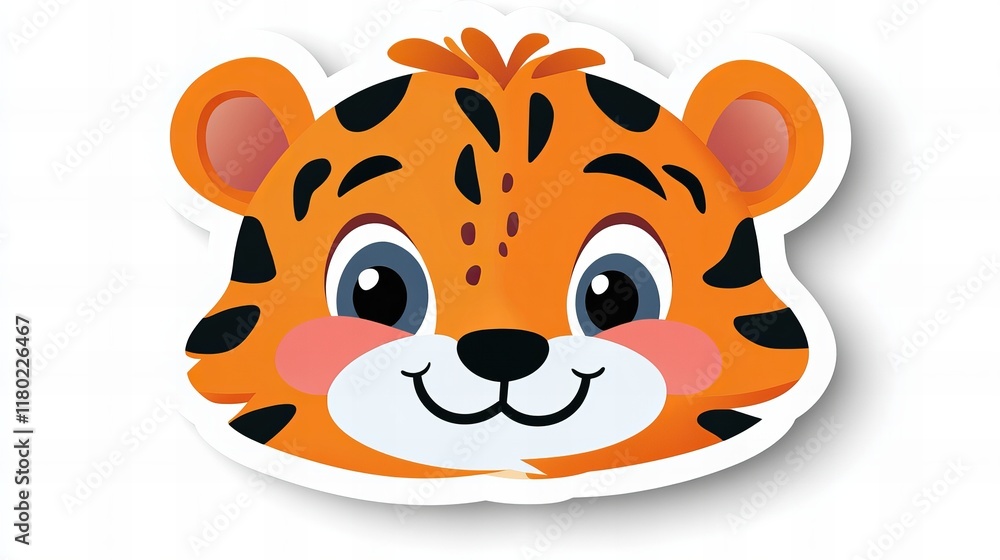 Adorable cartoon tiger cub face. Perfect for kids' projects! Adorable cartoon tiger cub face. Perfect for kids' projects!