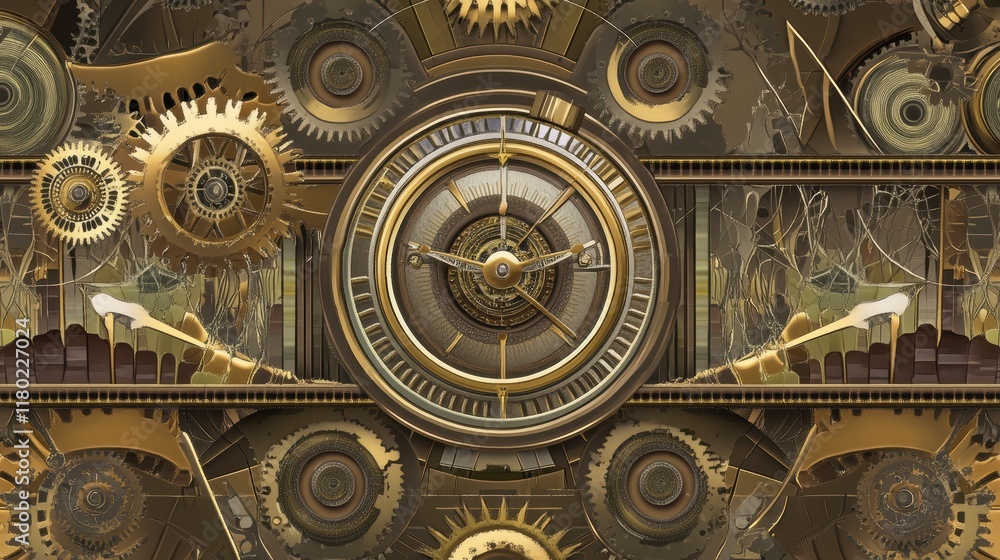 Fototapeta premium Stunning Gold Mechanical Clockwork Art Design