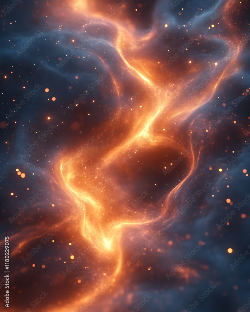 Abstract fiery nebula swirls in dark space. Abstract fiery nebula swirls in dark space.