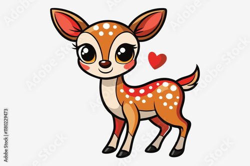 A whimsical and cute cartoon illustration of a baby deer.