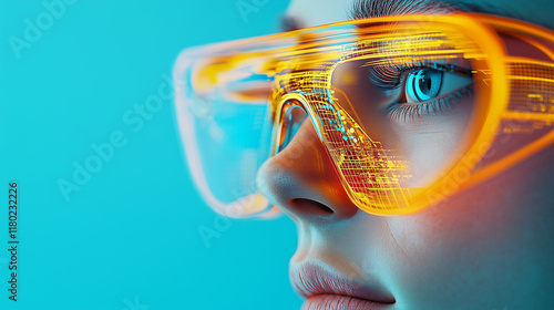 Innovative AI-enabled smart glasses enhance vision with augmented reality in a modern tech showcase