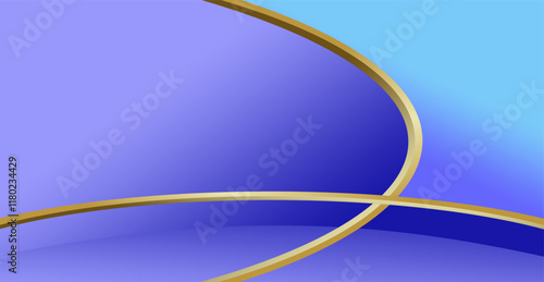 composition of empty space in blue and purple gradations with gold curved lines as background design inspiration for graphic visual arts or decorative designs in applied arts