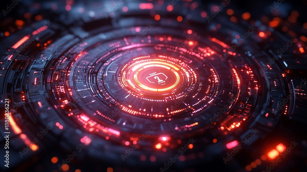 Futuristic Technology Interface: Digital Security System Futuristic Technology Interface: Digital Security System