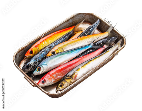 Fishing Lure Bait Tray for Easy Bait Organization - Isolated on White Background photo