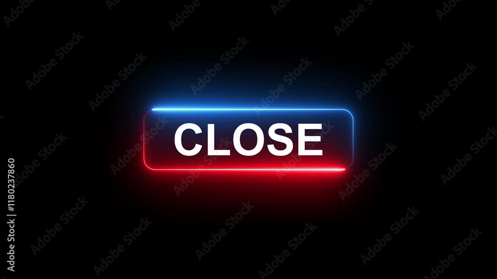 Neon Close text Icon cross sign x cross loop animation with black background. Neon Close text Icon cross sign x cross loop animation with black background.