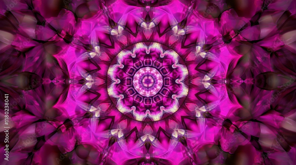 Εκτύπωση καμβά Stunning Purple Kaleidoscope Design: A mesmerizing abstract floral pattern with intricate geometric details