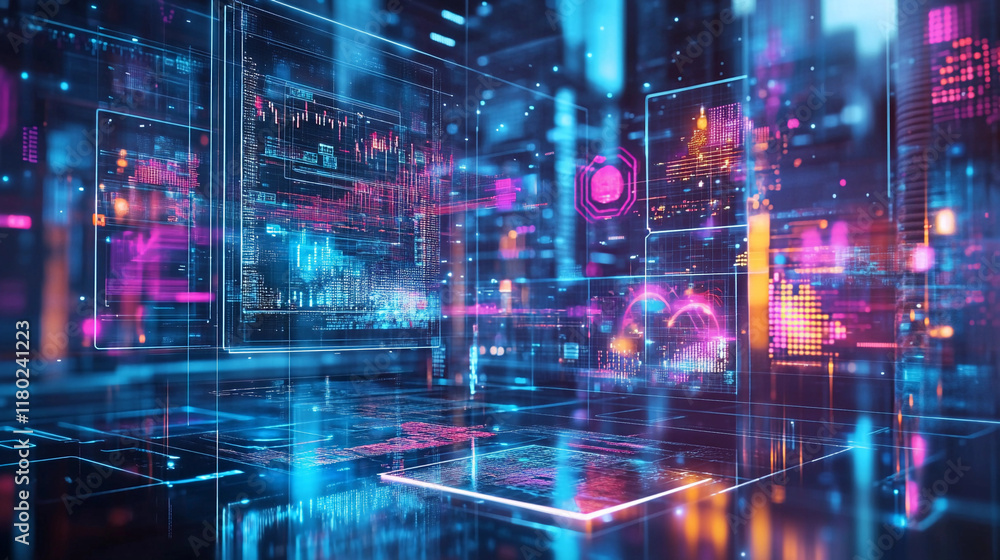 Exploring modern design trends in a vibrant digital landscape. Generative AI Exploring modern design trends in a vibrant digital landscape. Generative AI