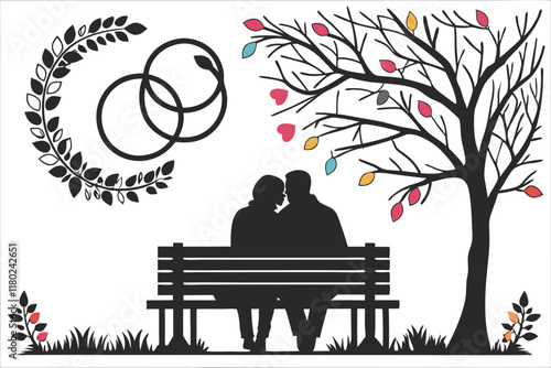 couple sitting on bench in park