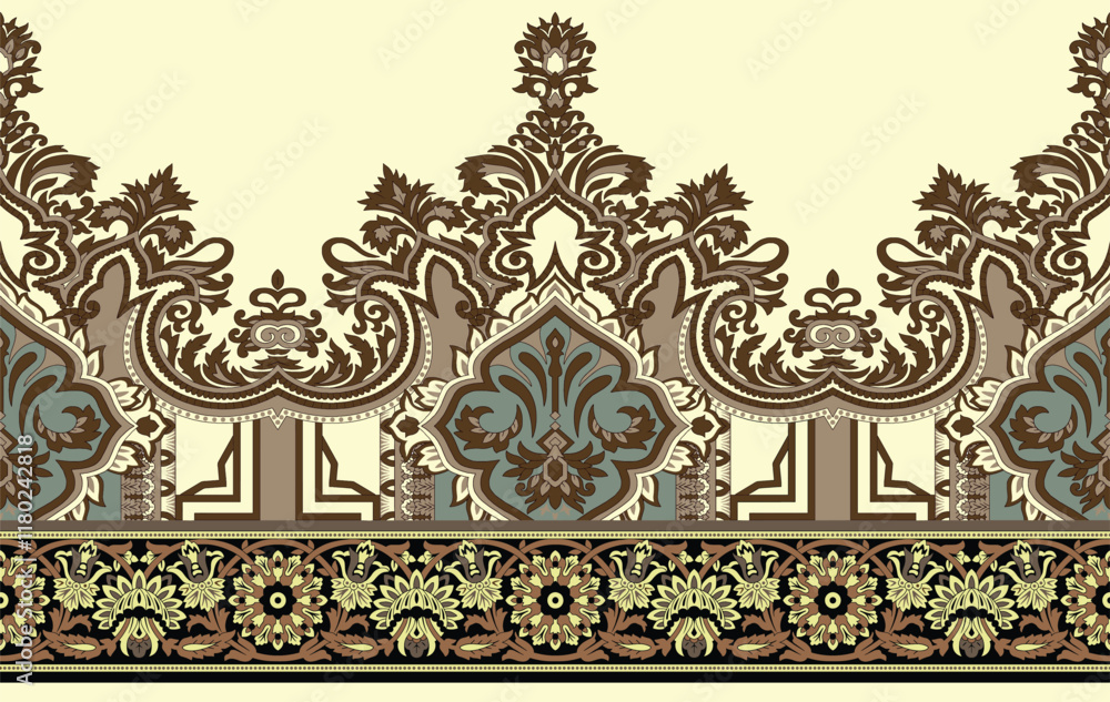 Obraz premium A chic and minimalist design Border featuring simple line-drawn flowers on a pastel background, ideal for modern gift wrapping.