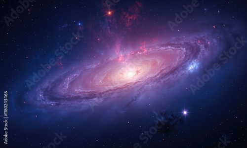 A stunning spiral galaxy in outer space with vibrant colors photo