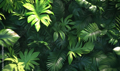 Wallpaper Mural A dense thicket of tropical leaves, a common feature in jungle environments. Torontodigital.ca