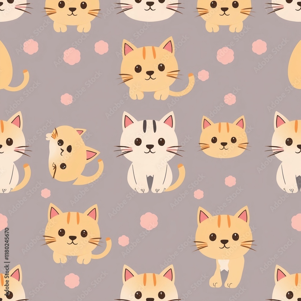 Cat seamless patern. Seamless patern with cat for textile,fabric,wrapping paper,and any print.
Pretty cats or cute cat illustration , Seamless patern kawaii kittens. Cat seamless patern. Seamless patern with cat for textile,fabric,wrapping paper,and any print.
Pretty cats or cute cat illustration , Seamless patern kawaii kittens.