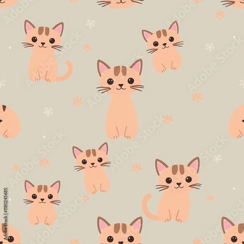 Cat seamless patern. Seamless patern with cat for textile,fabric,wrapping paper,and any print.
Pretty cats or cute cat illustration , Seamless patern kawaii kittens. 