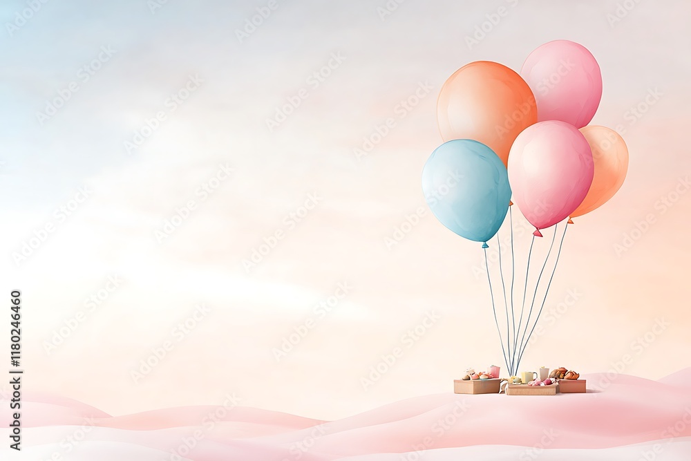 Fototapeta premium Valentine's day love celebrations with colorful balloons romantic setting gift surprise
