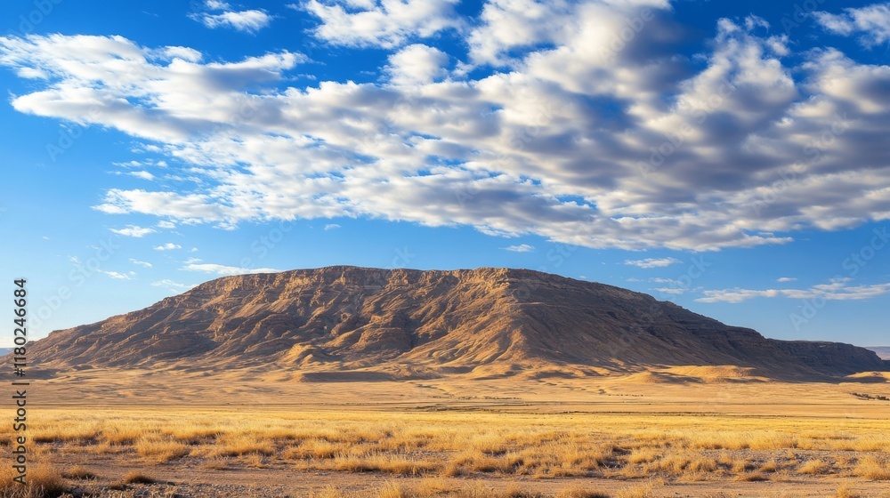 Naklejka premium Majestic Mountain Range in a Vast Desert Landscape