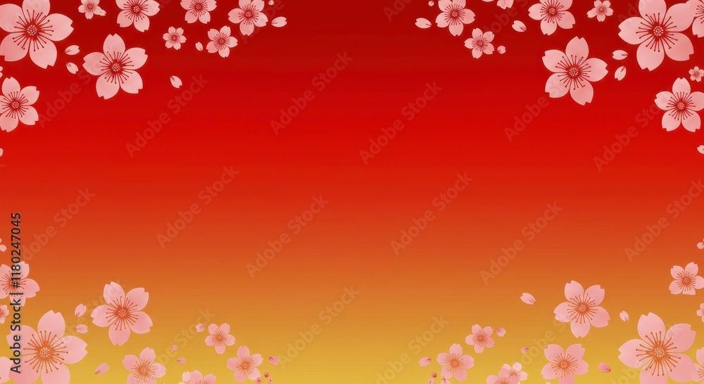 Cherry Blossom Frame: Warm Red and Orange Gradient Background Cherry Blossom Frame: Warm Red and Orange Gradient Background
