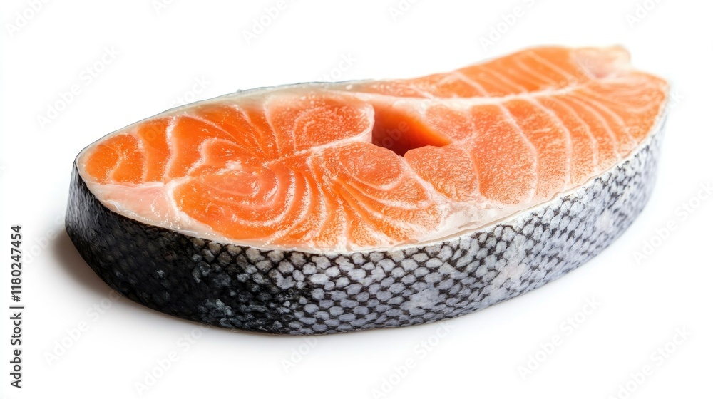 salmon, trout, steak, slice of fresh raw fish, isolated on white background, clipping path, full depth of field. salmon, trout, steak, slice of fresh raw fish, isolated on white background, clipping path, full depth of field.