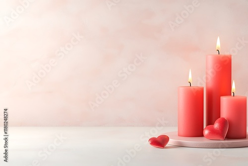 Romantic home setting candlelight ambiance for a cozy valentine's day celebration photo