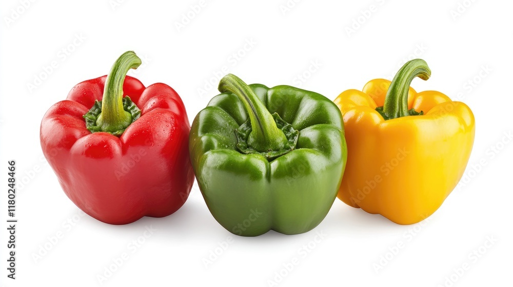 Sweet pepper, red, green, yellow paprika, isolated on white background, clipping path, full depth of field. Sweet pepper, red, green, yellow paprika, isolated on white background, clipping path, full depth of field.