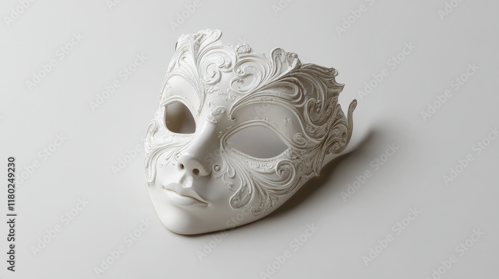 Naklejka premium White carnival mask isolated on white background.