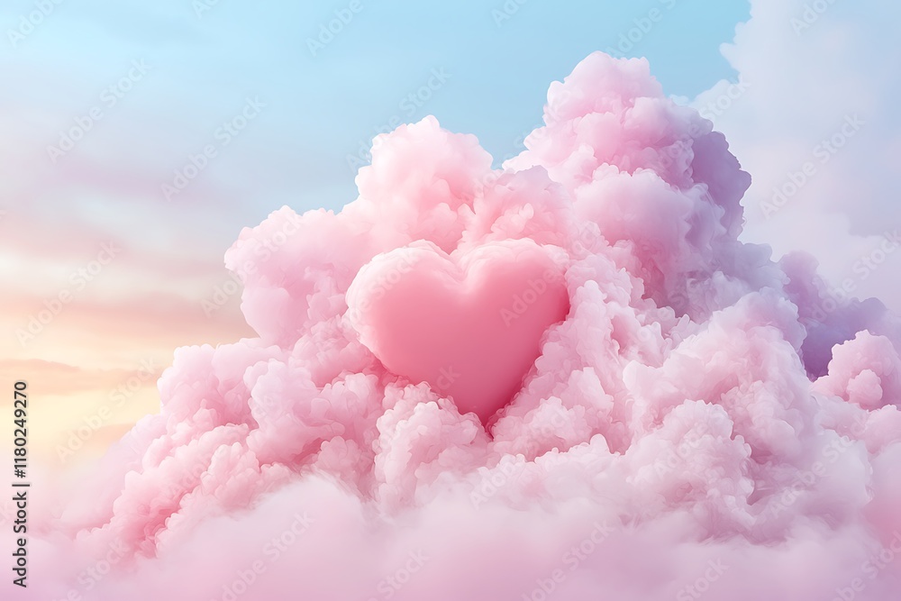 Valentine's day love cloud heart soft sky digital art romantic mood dreamy atmosphere Valentine's day love cloud heart soft sky digital art romantic mood dreamy atmosphere
