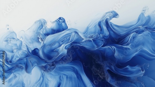 Abstract blue watercolor waves flowing with dynamic motion and smooth texture photo