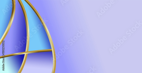 composition of empty space in blue and purple gradations with gold curved lines as background design inspiration for graphic visual arts or decorative designs in applied arts