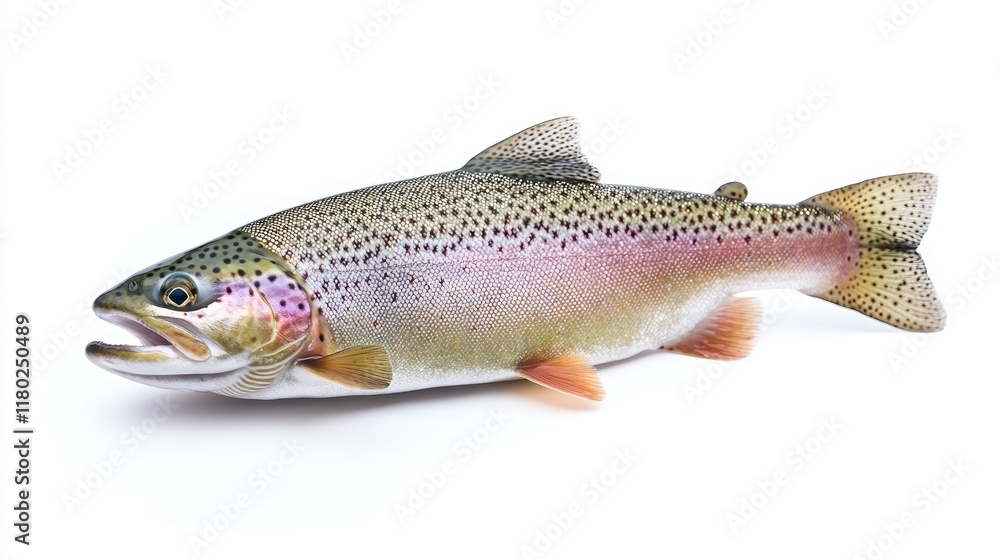 Naklejka premium Rainbow trout, clipping path, isolated on white background, full depth of field.
