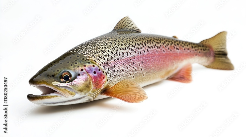 Rainbow trout, clipping path, isolated on white background, full depth of field. Rainbow trout, clipping path, isolated on white background, full depth of field.