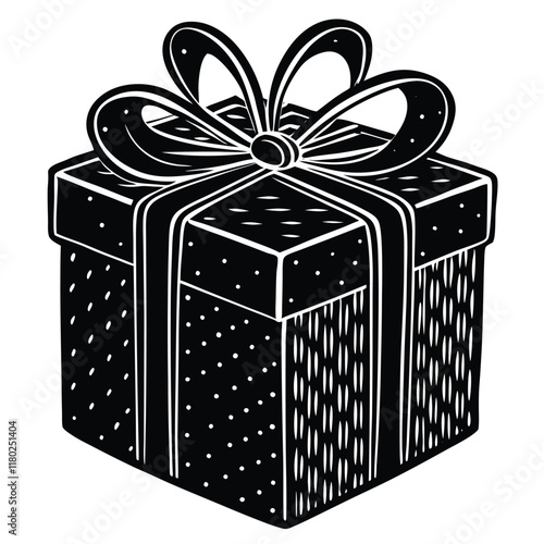 Elegant Black and White Gift Box Illustration