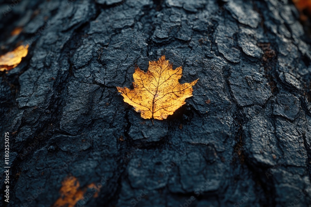 A single yellow leaf sits atop a tree branch, highlighting the transition from autumn to winter