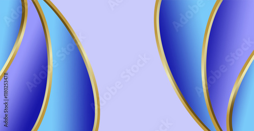 composition of empty space in blue gradations with gold curved lines as background design inspiration for graphic visual arts or decorative designs in applied arts