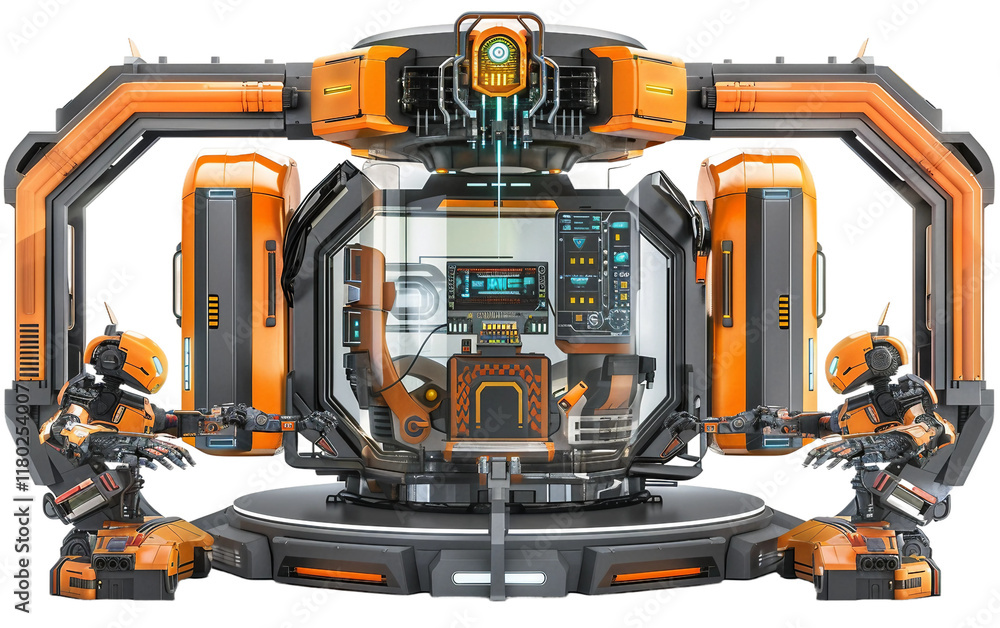 Fototapeta premium High Tech Prison with Cutting Edge Security Systems and Technology Isolated on Transparent Background PNG