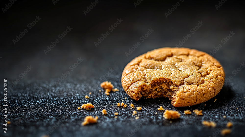 A lone cookie with a bite taken out, representing indulgence and temptation, with an empty blank caption space on the side and a blurred chaotic background
A lone cookie with a bite taken out, representing indulgence and temptation, with an empty blank caption space on the side and a blurred chaotic background
