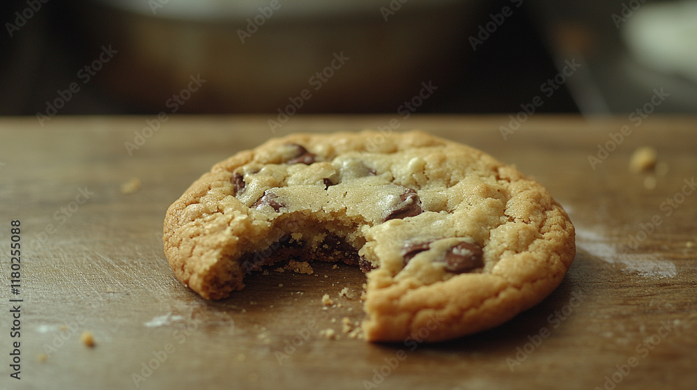 A lone cookie with a bite taken out, representing indulgence and temptation, with an empty blank caption space on the side and a blurred chaotic background
A lone cookie with a bite taken out, representing indulgence and temptation, with an empty blank caption space on the side and a blurred chaotic background