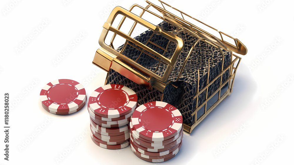 Obraz premium Trap and chip of casino (clipping path included). Meadowfall. Illustration