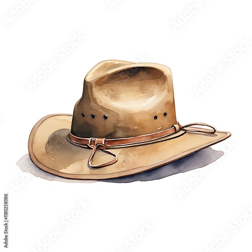 Australian slouch hat celebrating australia day, watercolor painting