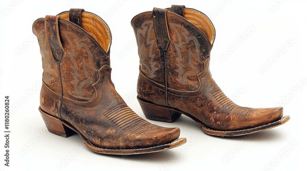 Pair of Cowboy Boots on White Background - Fashion and Western Lifestyle Pair of Cowboy Boots on White Background - Fashion and Western Lifestyle