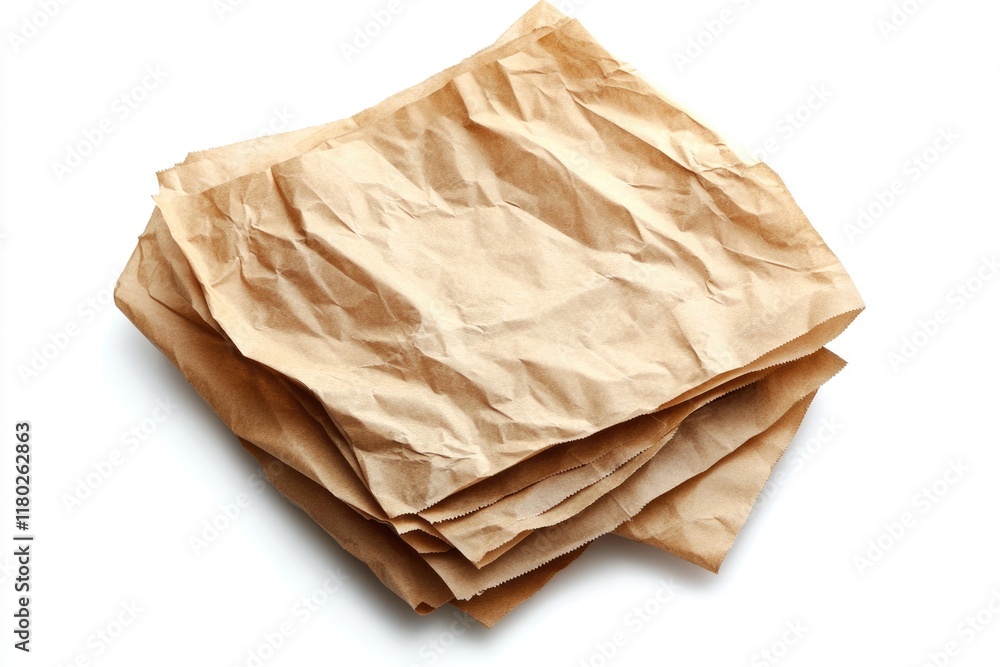 Rustic Brown Bakery Paper Cutouts on White Background - Retro Kitchen Concept for Food Presentation Rustic Brown Bakery Paper Cutouts on White Background - Retro Kitchen Concept for Food Presentation