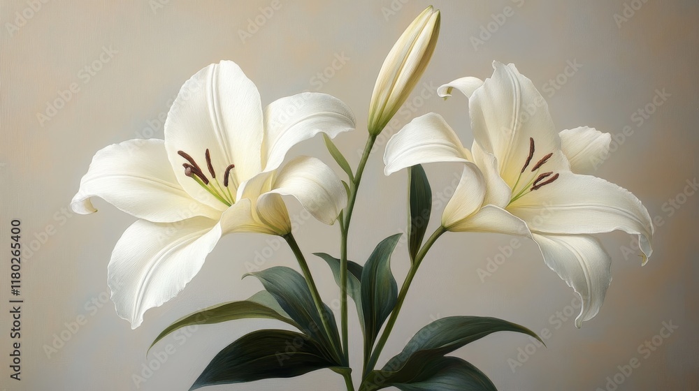 White Lily Flower Isolated on White Background, perfect for floral arrangements, bouquets, and gardening themes White Lily Flower Isolated on White Background, perfect for floral arrangements, bouquets, and gardening themes