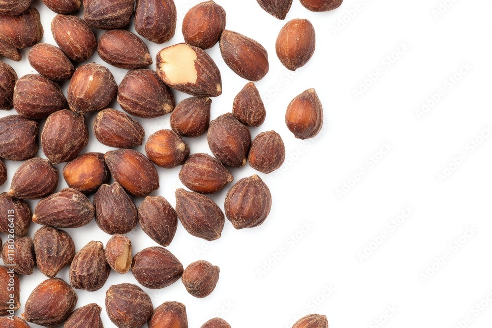 Savory Brown Peanuts Closeup on Bright White Canvas – A Delicious Snack for a Healthy Diet Savory Brown Peanuts Closeup on Bright White Canvas – A Delicious Snack for a Healthy Diet