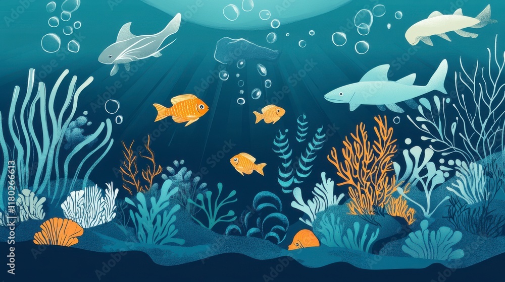 Fototapeta premium Stunning Underwater World with Colorful Fish and Coral Reefs