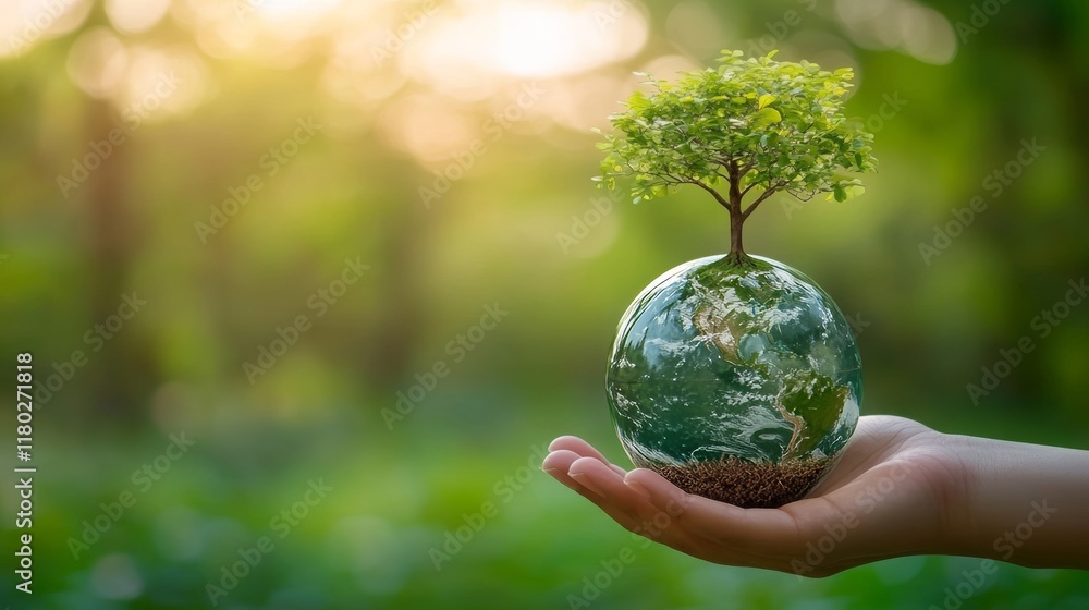 Hand Holding Globe for Environmental Conservation and Sustainability Hand Holding Globe for Environmental Conservation and Sustainability