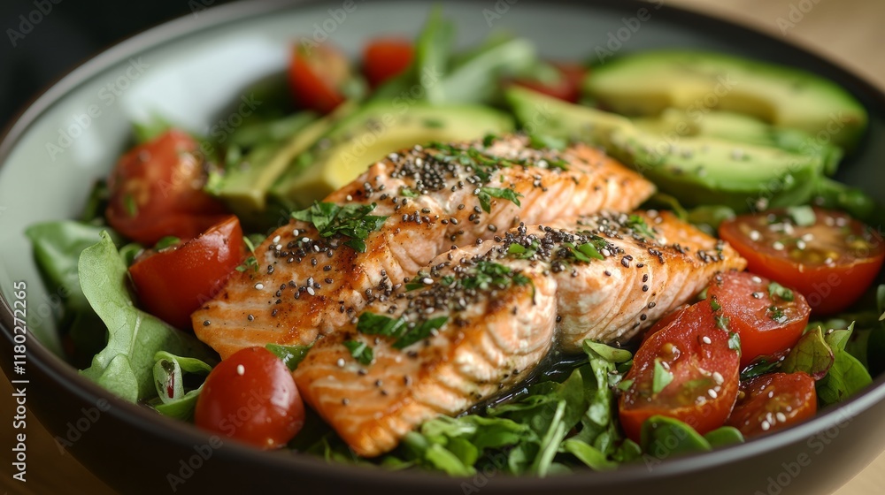 Fresh and Healthy Salad Bowl with Avocado and Cherry Tomatoes for Fitness and Nutrition Generative AI Fresh and Healthy Salad Bowl with Avocado and Cherry Tomatoes for Fitness and Nutrition Generative AI