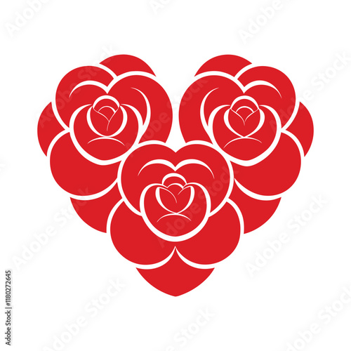 Heart of Roses - Romantic Red Floral Design for Love and Celebration Themes photo