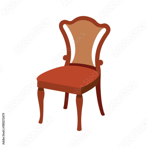 Antique Wooden Chair - Elegant Vintage Furniture Illustration for Interior Design and Decor Concepts